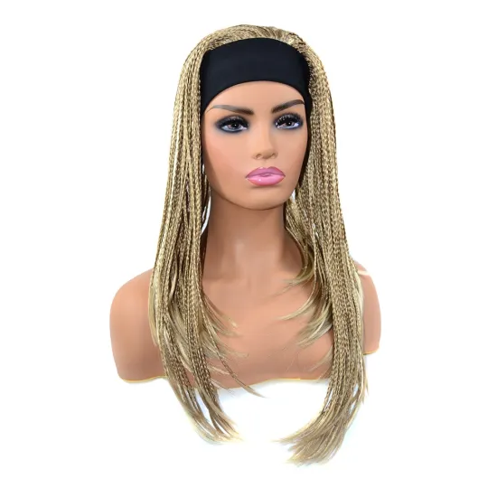 Wholesale 18 Inch Long Afro Braided Wigs High Temperature Wire Synthetic Braiding Hair Wigs With Highlights For Black Women