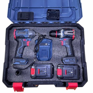 2pcs 21V Brushless Rechargeable Cordless Power Tool Combo: Wrench & Impact Drill