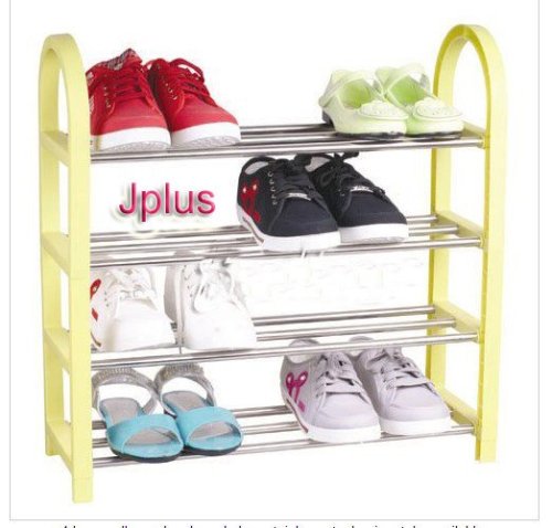 4 Tier 12 Pair Shoe Storage Racks / Shelves With Yellow, Blue, Pink Jp-sr104