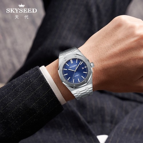 Jam tangan pria tren bisnis mekanis otomatis SKYSEED