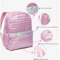女の子のためのピンクの特別なキルティングパフバックパックスクールバッグをカスタマイズする