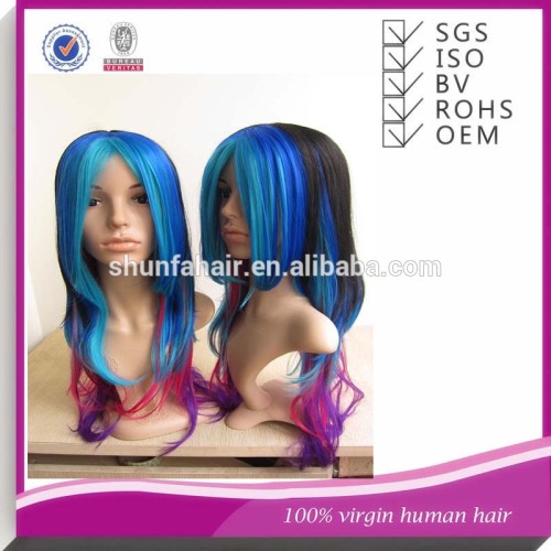 Glueless lace wig, 100% human hair cosplay wig, cheap cosplay wig