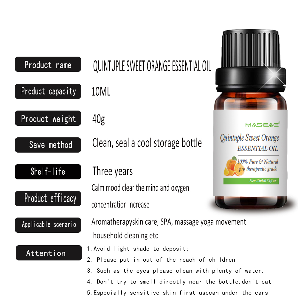 Cleaning Water-Soluble Quintuple Sweet Orange Essential Oil