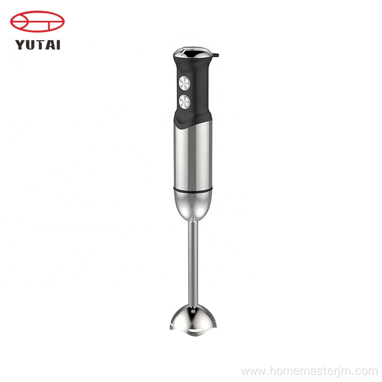 Stainless steel immersion hand blender with chopper.