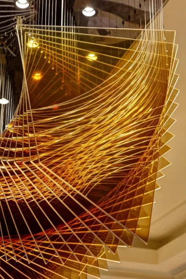 Fluted gold cascading glass bubble chandelier