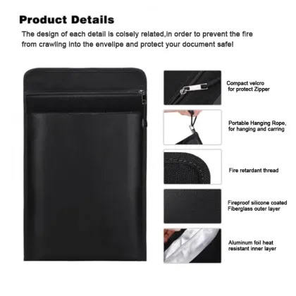 Waterproof Fireproof Money Card Cash Document Bag
