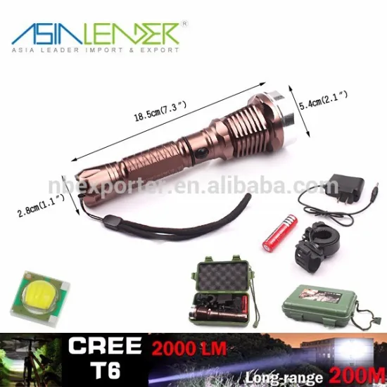 T6 10w 2000 Lumens Powerful LED Flashlight with 18650 Battery Gift Box Packaged