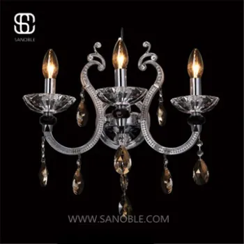crystal chrome wall lamp with crystal plate and iron arm