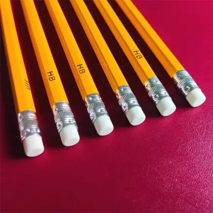 7 Wooden Printing HB Pencil With Rubber Tip
