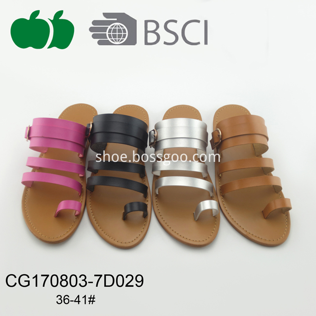 Latest Ladies Pu Fashion Flat Slippers