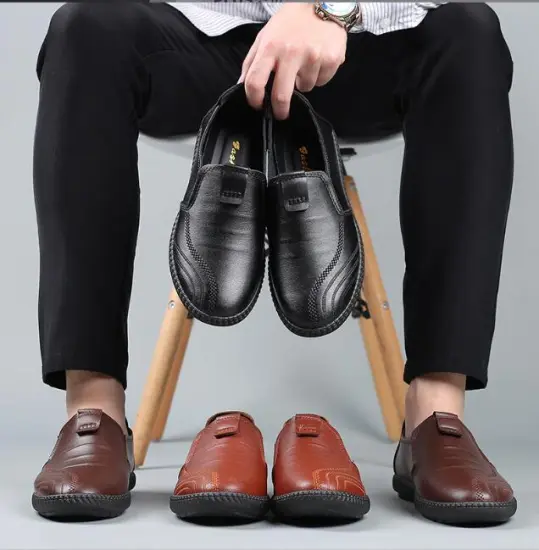 Popular Brown Leather Casual Men's Shoes: Doudou Pu Soft Face British Style