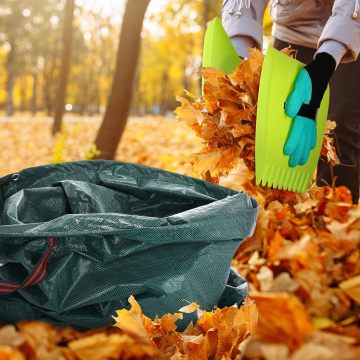 Rake Daun Logam 14-Piece dengan beg taman 72-galon: bekalan berkebun lengkap termasuk sudu daun, rak tangan, dan sarung tangan untuk penyelenggaraan rumput yang cekap