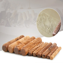 Wood Texture Roll Pressed Printing Texture Tools Polymer Clay Ceramic Pottery Tools Rolling Pin 10pcs/set
