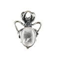 Clear Crystal 13X18mm Cabs Antique Silver Alloy Spider Pendant Necklace 45cm Black Cord