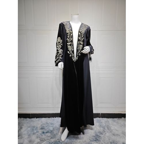 ژاکت کش باف پشمی ابای زمستانی مخمل مشکی برای زنان