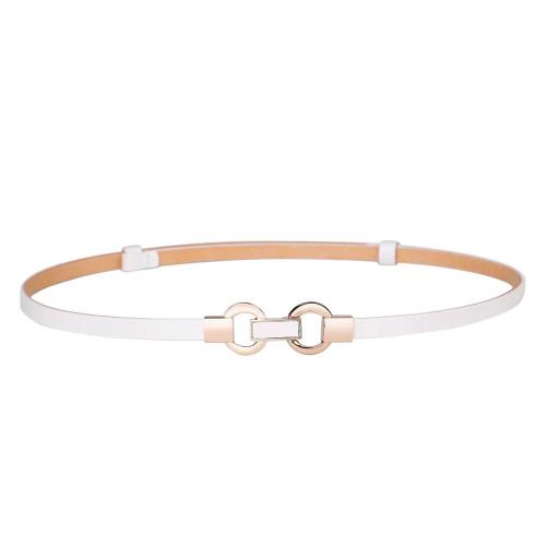 Thin white fashion belt for women