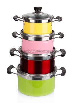 4PCS Colorful Stainless Steel Soup Pots