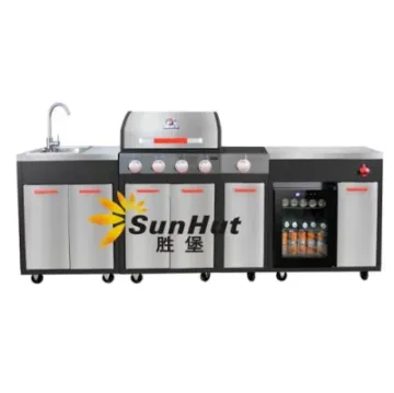 Four Burners with Side Burner and Fridge Outdoor Gas Barbeuce Grill