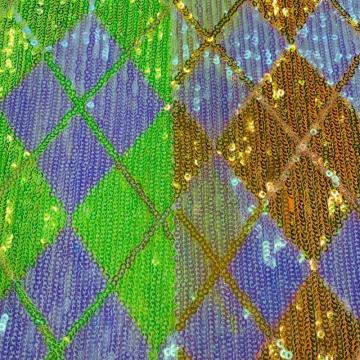 Italy Vogue Rhombus Sequins Design Embroidery Fabric