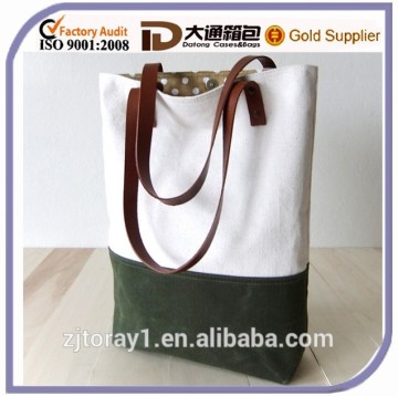 Waxed Canvas and Leather Tote Bag Handbag Shoulder Tote Bag