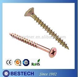 Good Quality RoHS Certificate Yellow Zinc Plating DIN 7505 Chipboard Screws