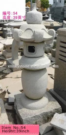 grey outdoor japanese style garden stone lantern