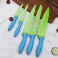 Blue handle non stick kitchen knife set