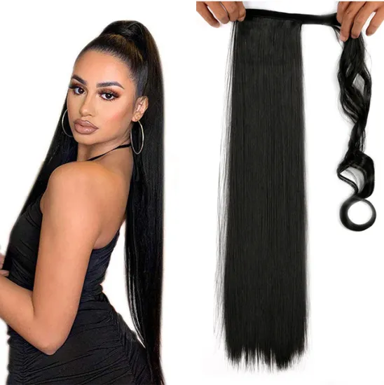 Afro Ombre Braids Ponytail Clip Hair Synthetic Attachment Hair 22 Inch Braid Hair Extensions Straight