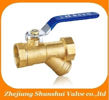 Forged NPT BSP Male Female Brass Filter Ball valve/ Brass Y strainer ball valve SS4030