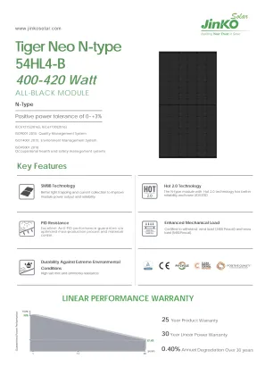 Tiger Neo 400-420 Watt Solar Panels by Jinko Solar