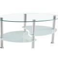 Mesa de centro de vidro moderna e elegante com design de armazenamento