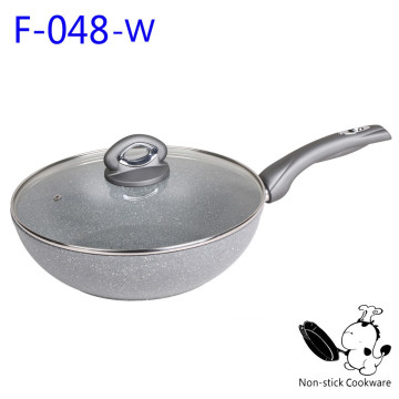 2014 new design marble coating non stick induction diamond wok pan