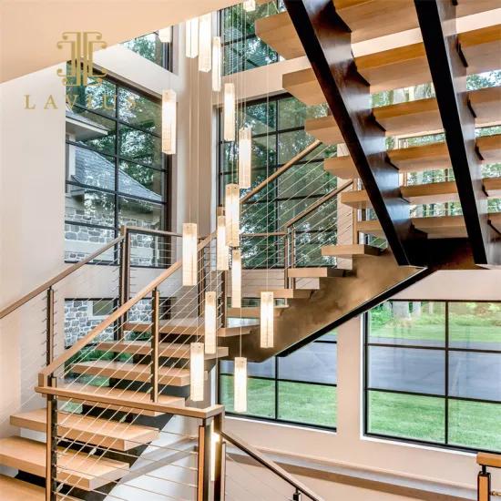 Nordic Modern Villa Club Foyer Staircase Custom Chandelier