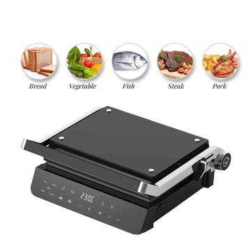 Smart Digital Adjustable Temperature Glass Panel Grill with Detachable Stainless Steel or Flat Contact Grill
