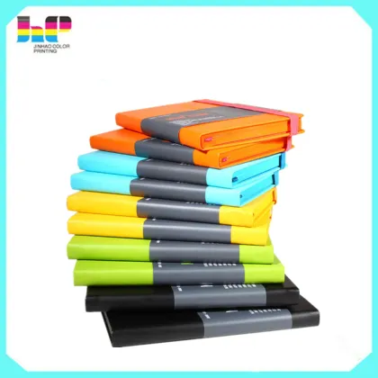A5 hardcover Notebook With Elastic Band, Custom Full Colour leather notebook
