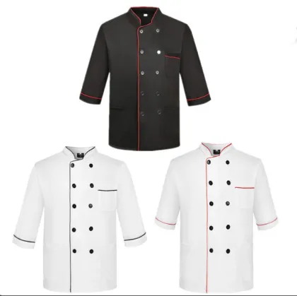 Black Chef Jacket with Short Sleeves: Latest Design for Chef Uniforms