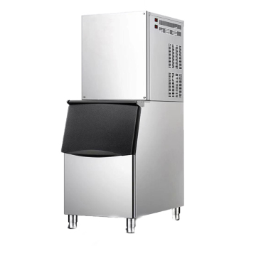 Commercial Ice Maker with Large Storage Capacity: Electric Silver Stainless Steel Ice Machine for Bar, Home, and Supermarket