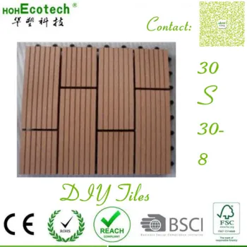 Outdoor living DIY patio composite wood deck flooring grey tiles