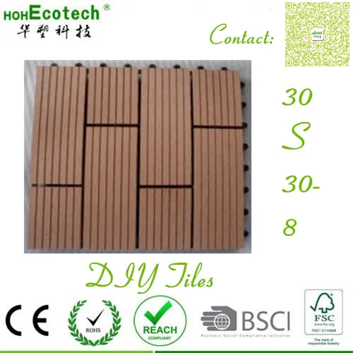 Outdoor living DIY patio composite wood deck flooring grey tiles