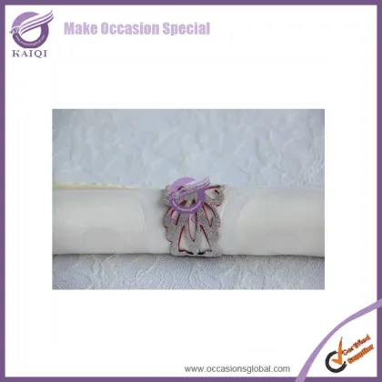 #18371 rhinestone brooch napkin rings/crochet napkin rings