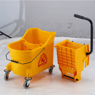 Commercial Cleaning PP Plastic Double Bucket Mop Wringer Trolley