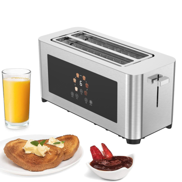 Lang slot 4-slice Smart LCD-broodrooster met pop-upfunctie en snelle verwarming in roestvrij staal