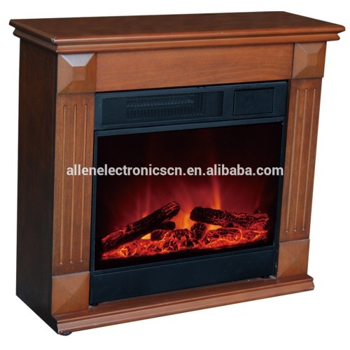 Portable wood electric fireplace with castors