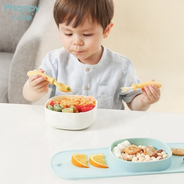 Silicon Baby Spoon Set Travel Kids Plate Suction