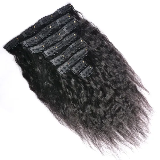 Yaki Straight Styles Double Hair Weft Human Hair Clip in Hair Extensions