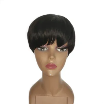 Short Pixie Cut None Lace Wig Human Hair Cheap Short Curly Wigs For Black Women Perruque Naturelle Courte