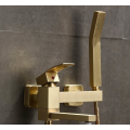 Brushed golden luxury bathroom brass square bathtub faucet hot cold water mixer tap