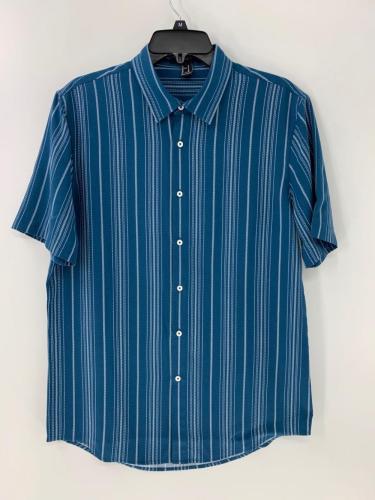 Men's Blue and White Striped Shirt Button Down