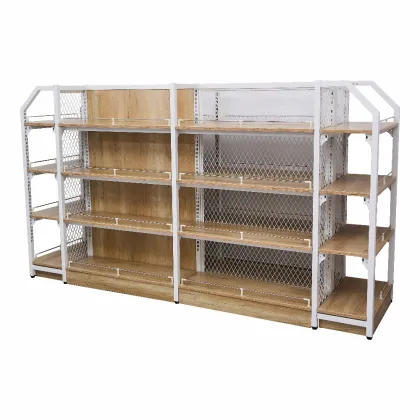 Convenience Store Wall-mounted Metal and Wood Shelves