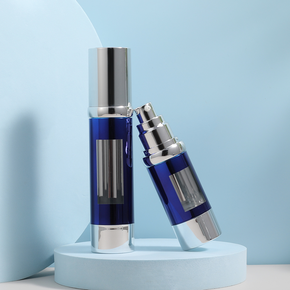 Silvery Foundation Empty Airless Serum Cosmetic Packaging